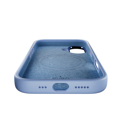 Puro Icon Mag Pro Liquid Silicone Case for iPhone 17, MagSafe Compatible, with Camera Protection and Aluminum Buttons - Blue