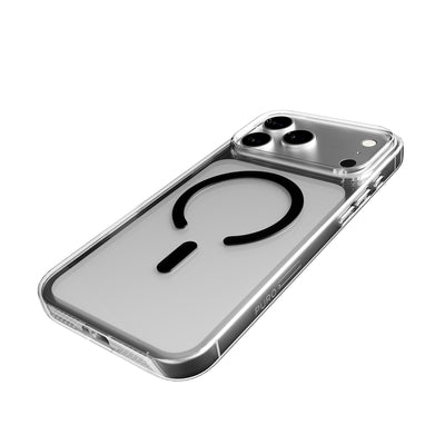 Puro Lite Mag TPU+PC Case Compatible with MagSafe for iPhone 17 Pro Max - Transparent with Black Ring