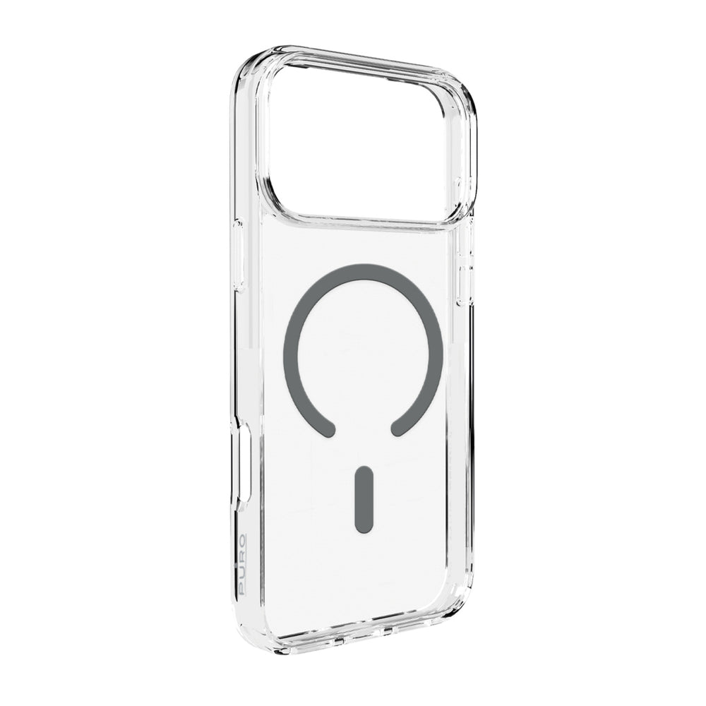 Puro Lite Mag TPU+PC Case Compatible with MagSafe for iPhone 17 Pro Max - Transparent with Gray Ring