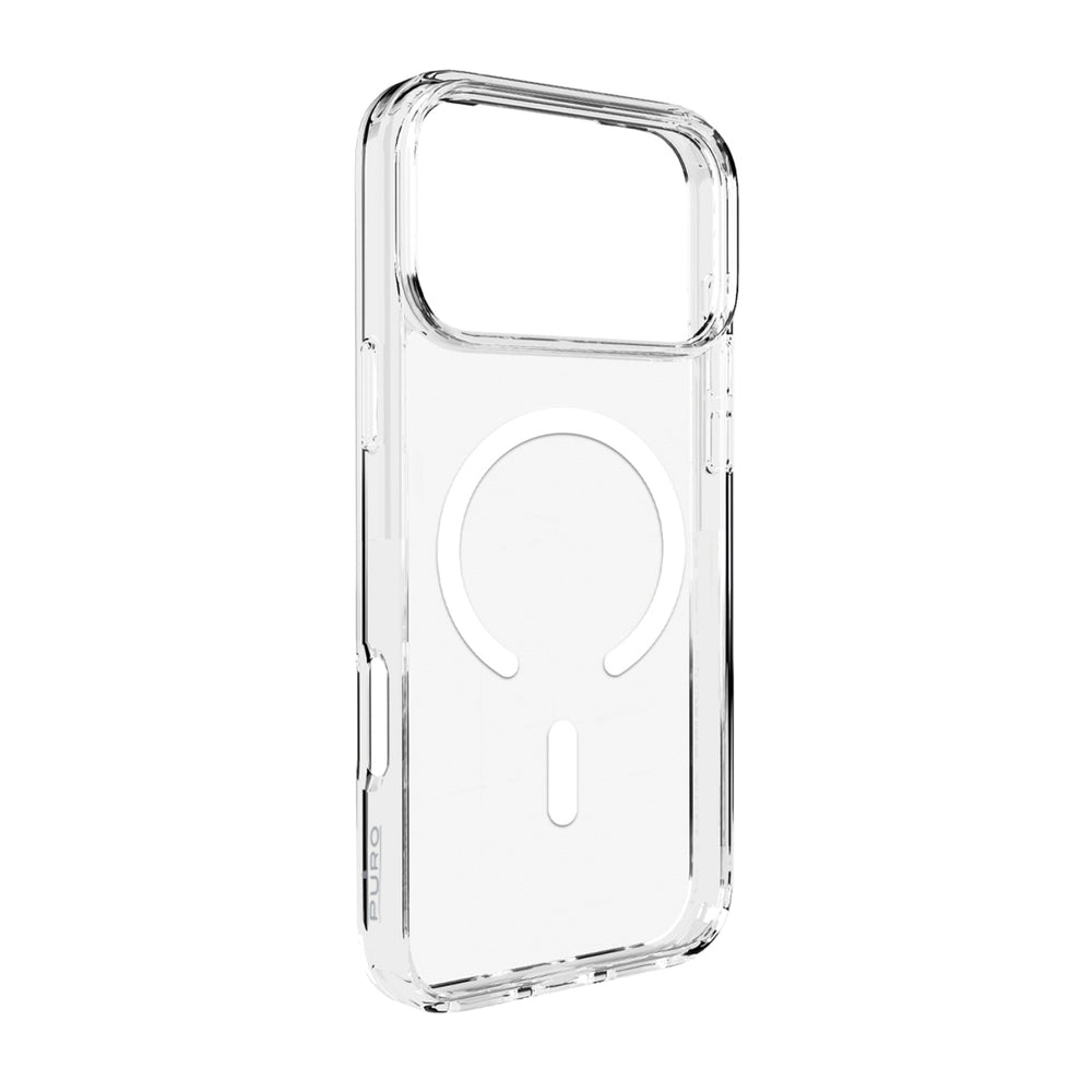 Puro Lite Mag TPU+PC Case Compatible with MagSafe for iPhone 17 Pro - Transparent with White Ring
