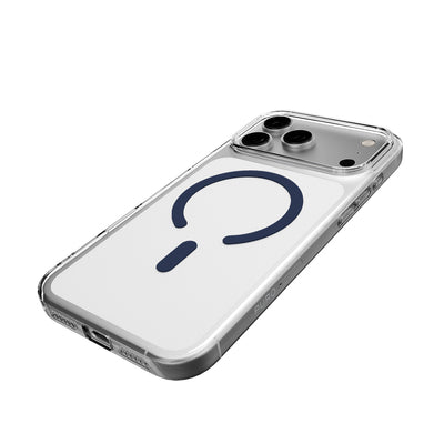 Puro Lite Mag TPU+PC Case Compatible with MagSafe for iPhone 17 Pro - Transparent with Blue Ring