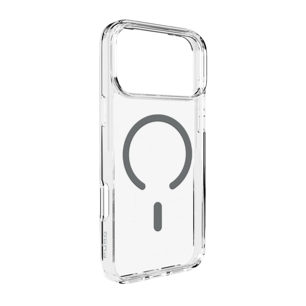Puro Lite Mag TPU+PC Case Compatible with MagSafe for iPhone 17 Pro - Transparent with Gray Ring