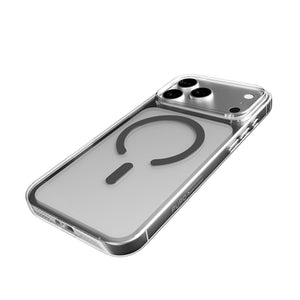 Puro Lite Mag TPU+PC Case Compatible with MagSafe for iPhone 17 Pro - Transparent with Gray Ring