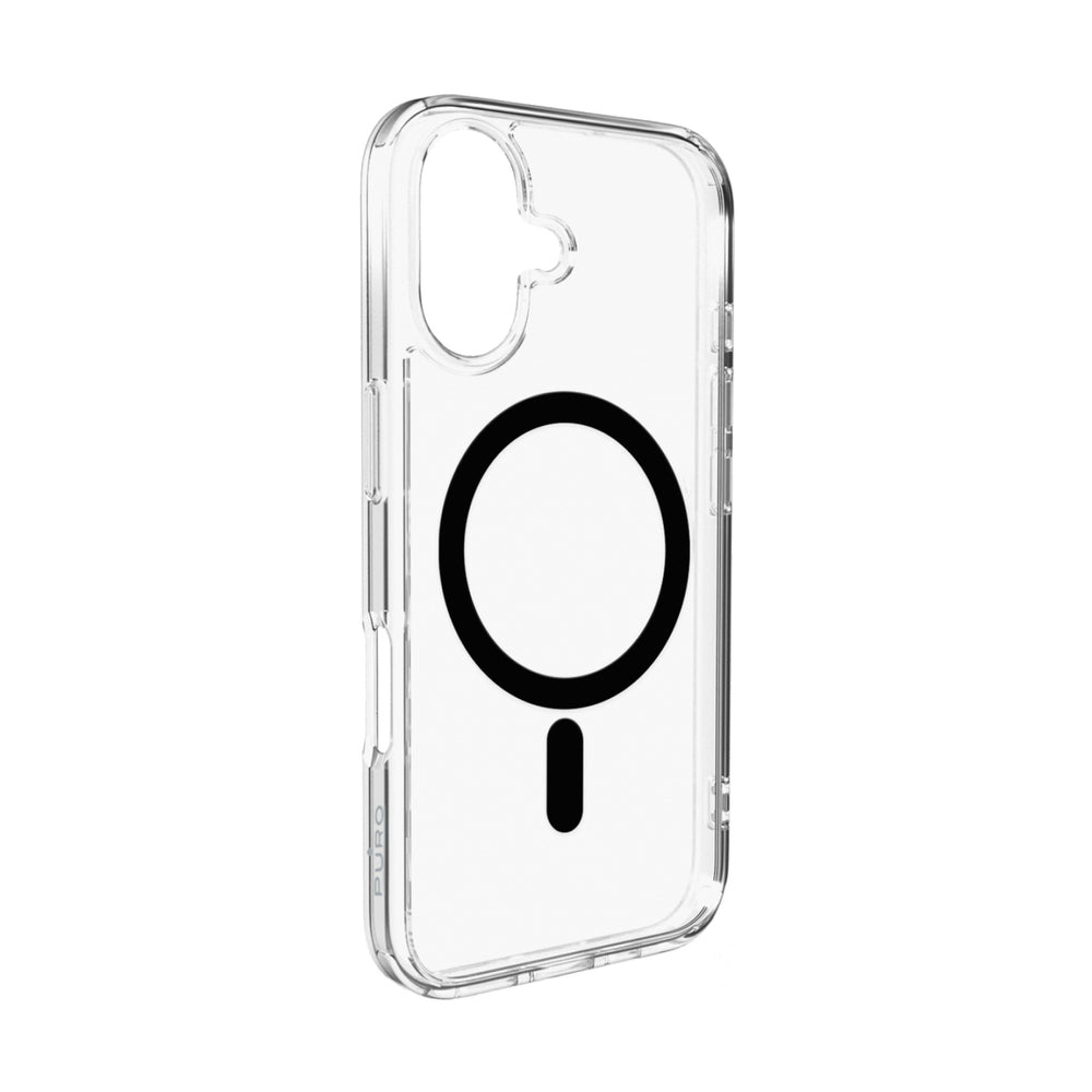 Puro Lite Mag TPU+PC Case Compatible with MagSafe for iPhone 17 - Transparent with Black Ring