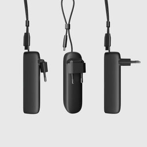 SBS Hybrid PD 20W 5000mAh Power Bank with Built-in Cable and Foldable Plug - Black