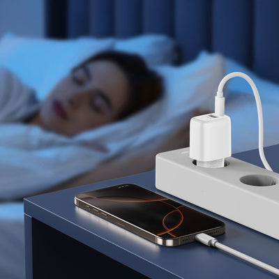 Tech-Protect NCA30 PD 30W QC3.0 USB-A / USB-C Wall Charger + USB-C / USB-C Cable 100cm - White