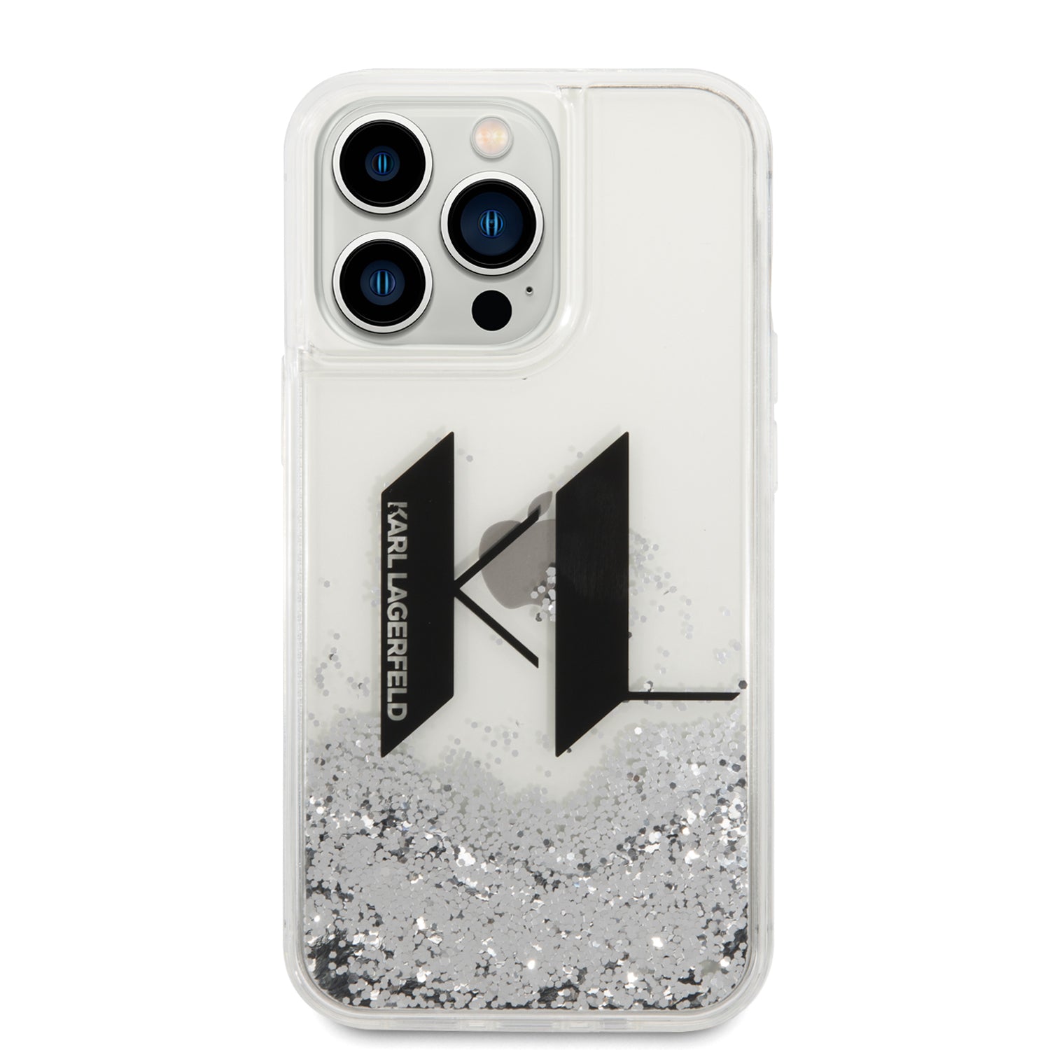 Karl Lagerfeld Liquid Glitter Big KL case for iPhone 14 Pro Max - silver