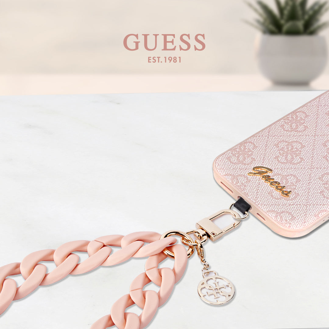 Guess GUOUCBMC4MP Universal Big Hand Strap case - pink Acrylic 4G Charm