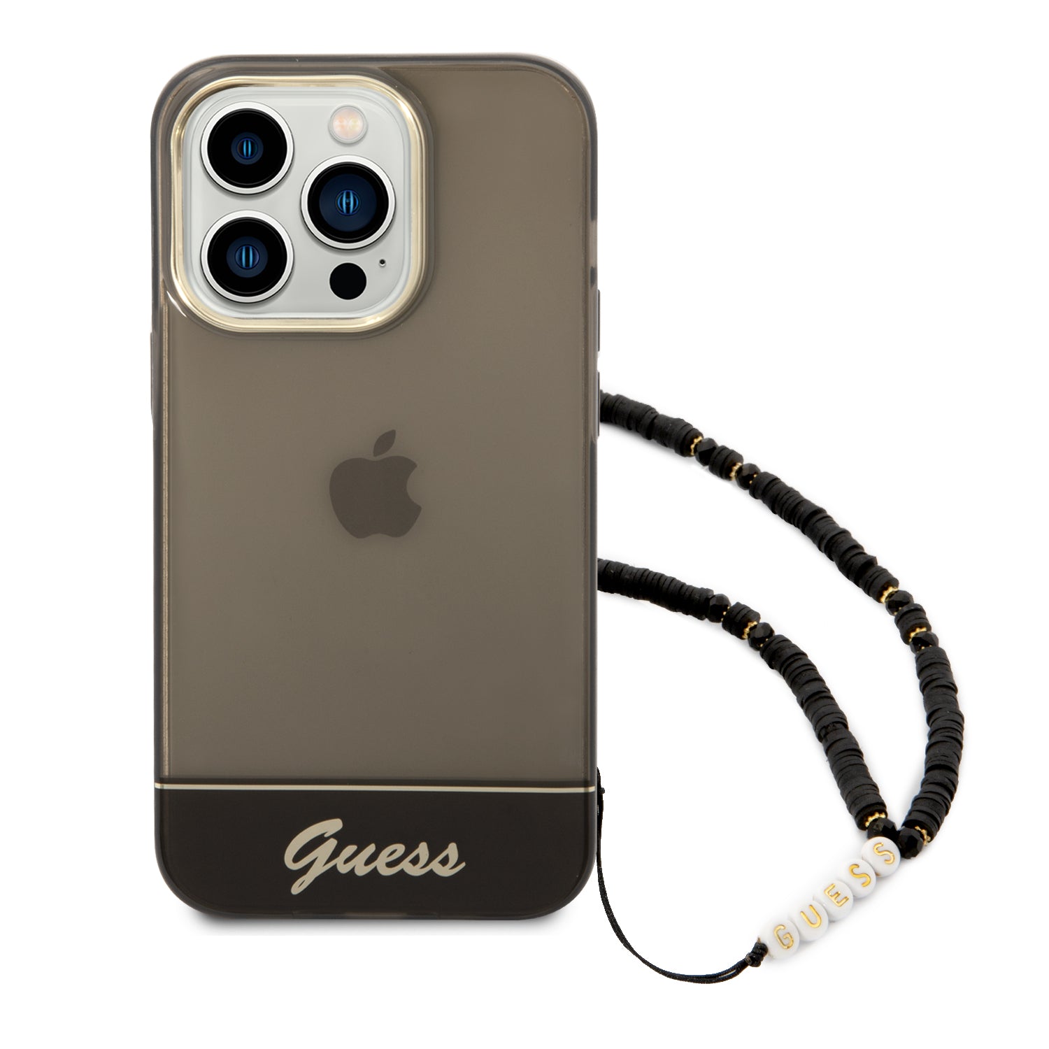 Guess Translucent Pearl Strap Case for iPhone 14 Pro - Black
