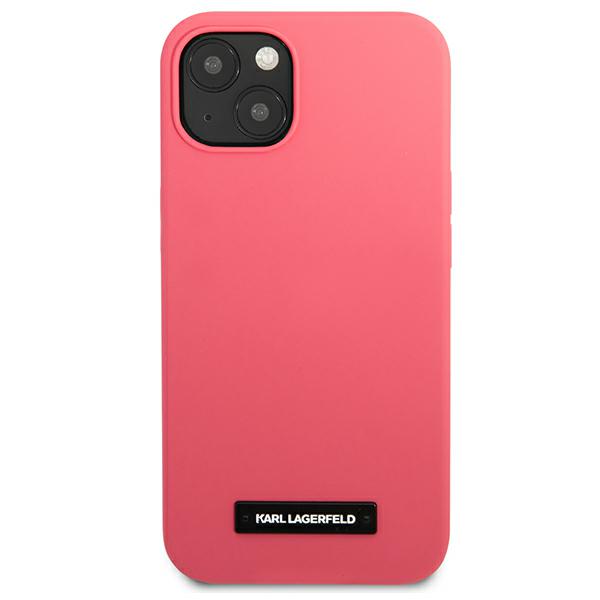 Karl Lagerfeld Silicone Plaque iPhone 13 Case - Fuchsia