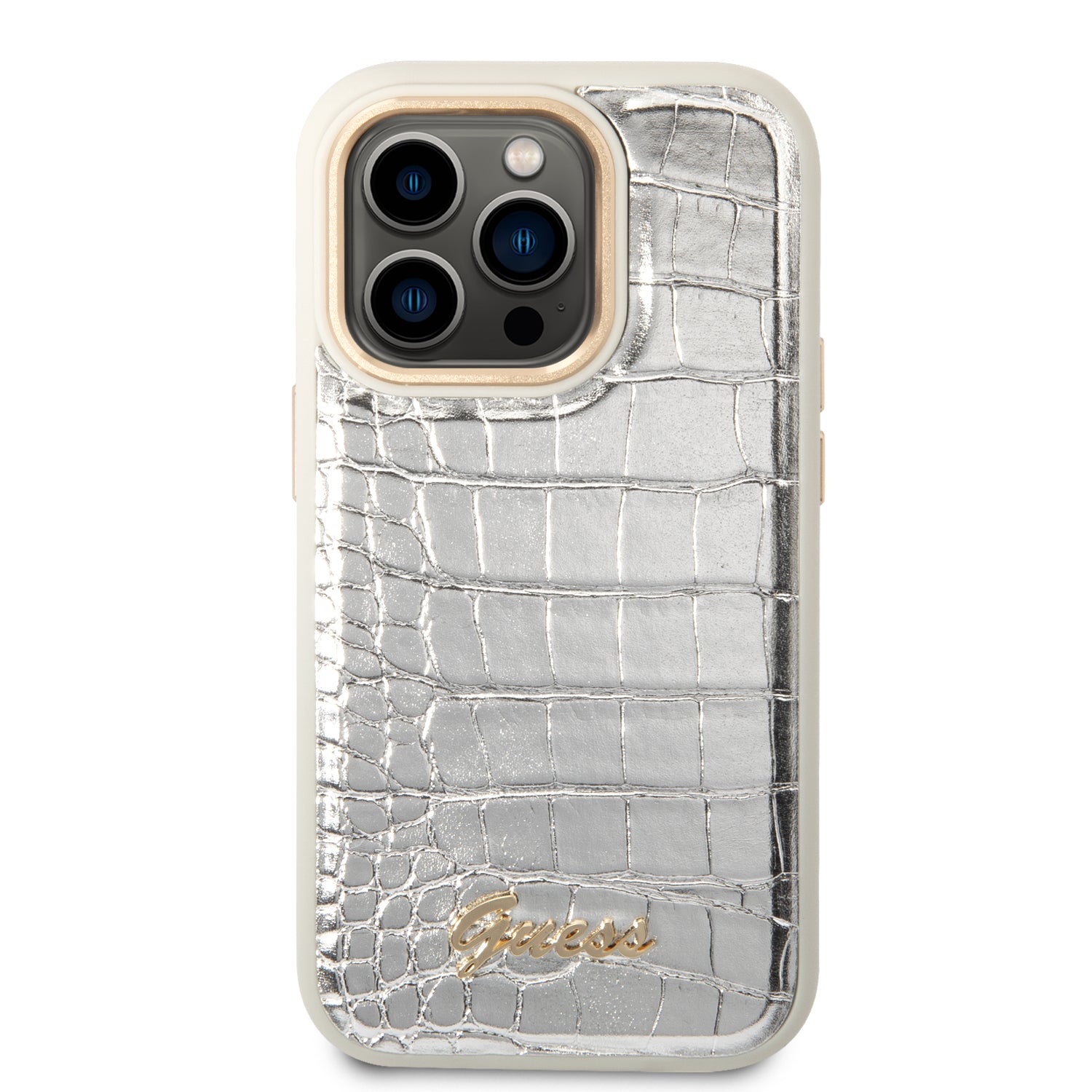 Guess Croco Collection case for iPhone 14 Pro 6.1" - silver