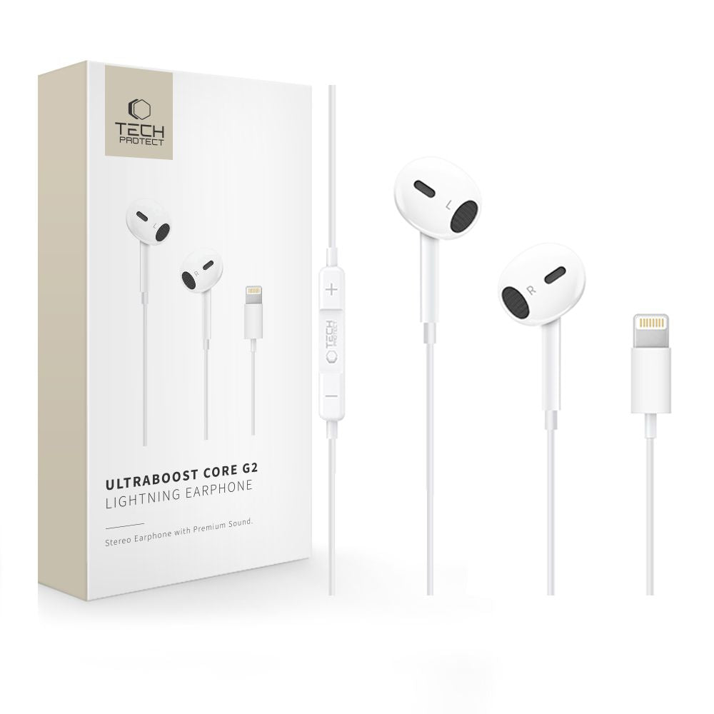 Tech-Protect Ultraboost Core G2 Lightning Headphones - White