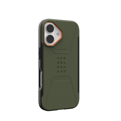 UAG Civilian MagSafe case for iPhone 17 - olive and orange