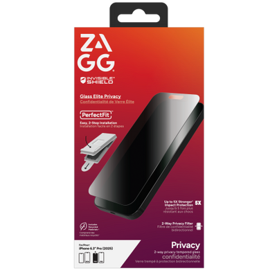 ZAGG Invisibleshield Glass Elite Privacy Glass for iPhone 17 Pro