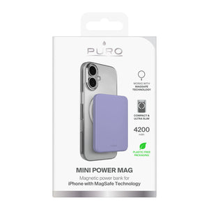 Puro 4200mAh Ultra-Thin MagSafe Compatible USB-C Power Bank - Purple