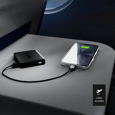 SBS HD 10W 5000mAh USB-C Power Bank with LCD Display - Black