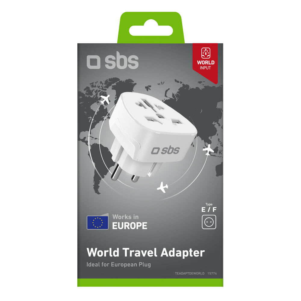 SBS Shucko/EU Travel Adapter - Universal - White