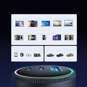 Joyroom JR-CCN07 145W Car Charger 2xUSB-C USB-A + 100W USB-C Cable - Dark Gray