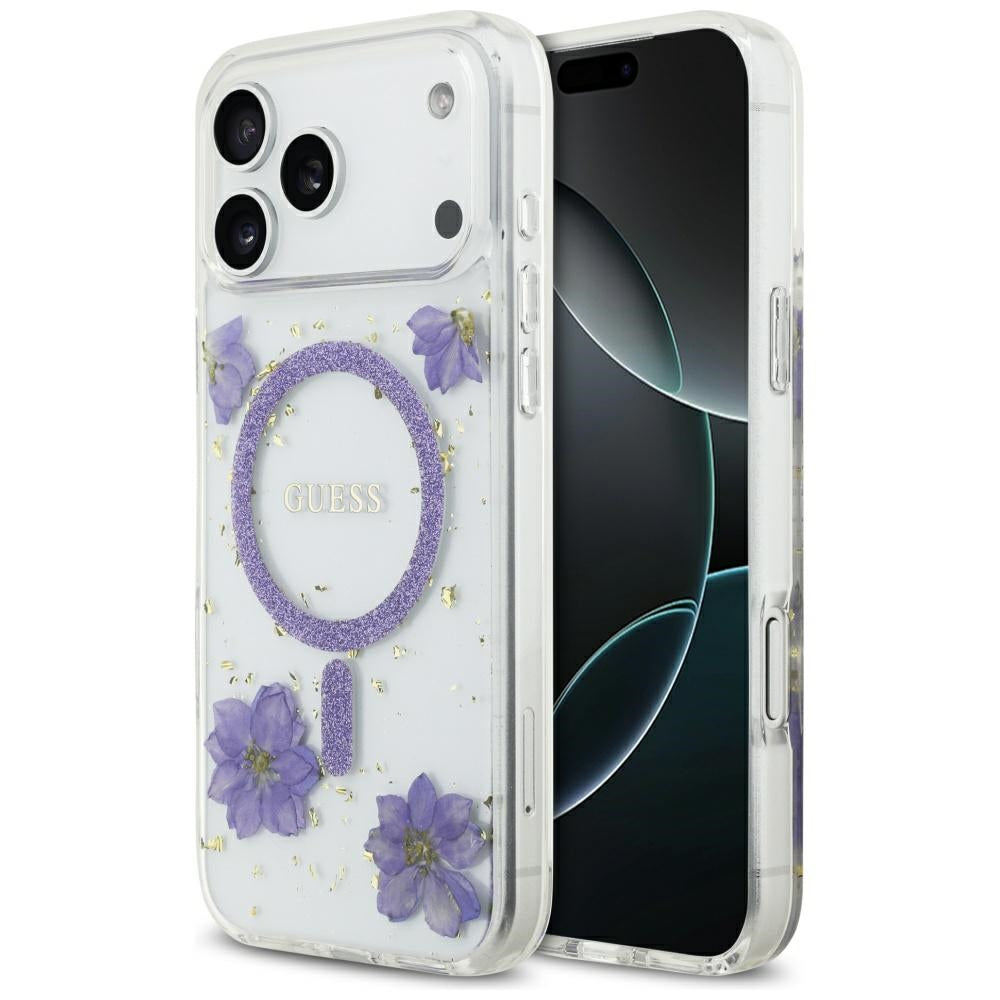 Guess Resin Flowers Glitter MagSafe case for iPhone 17 Pro Max