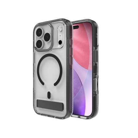 ZAGG Santa Cruz Snap KS MagSafe Case with Stand for iPhone 17 Pro - Clear and Black