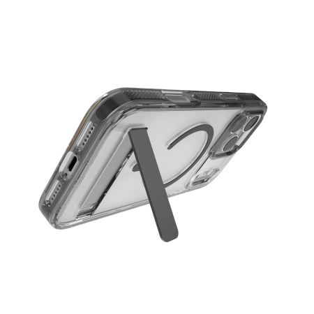 ZAGG Santa Cruz Snap KS MagSafe Case with Stand for iPhone 17 Pro Max - Clear and Black