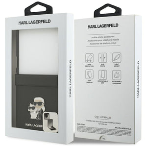 Karl Lagerfeld Saffiano Karl&amp;Choupette Pin Case for Samsung Galaxy Z Flip 7 - Black