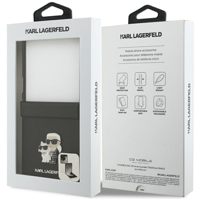 Karl Lagerfeld Saffiano Karl&amp;Choupette Pin Case for Samsung Galaxy Z Flip 7 - Black