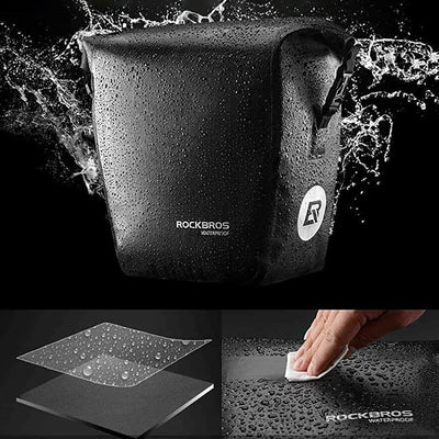 Rockbros AS-003-1BK waterproof bicycle bag with shoulder strap, front/rear mounting, 10-14l - black