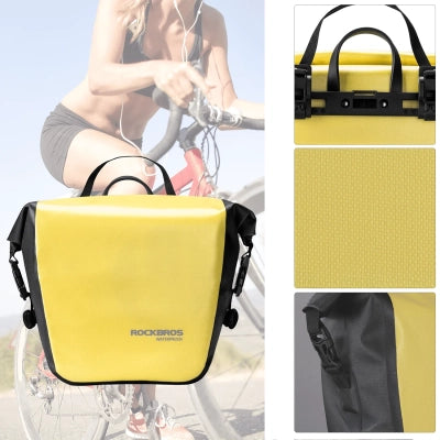 Rockbros AS-003-1Y waterproof bicycle bag with shoulder strap, front/rear mounting, 10-14l - yellow