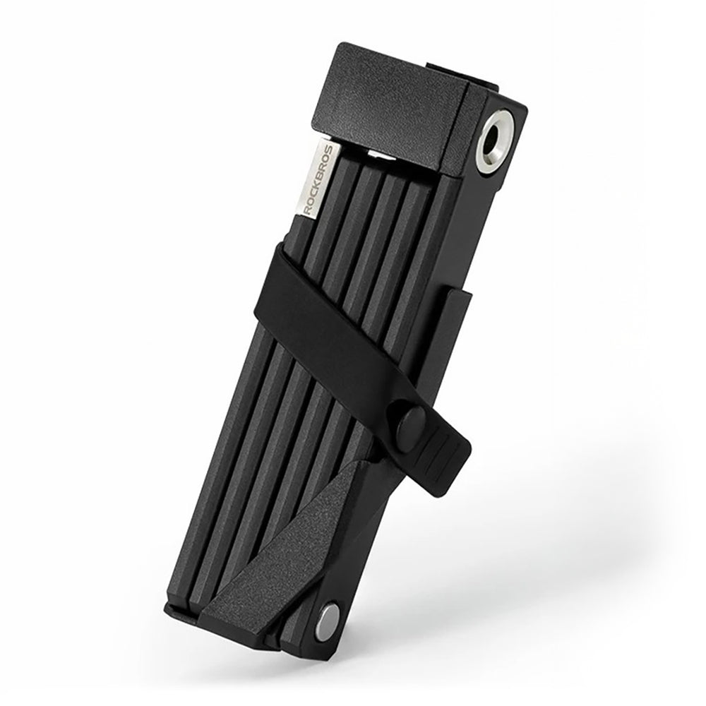 Rockbros 32140003001 foldable bicycle lock with key and handle, 88cm - black
