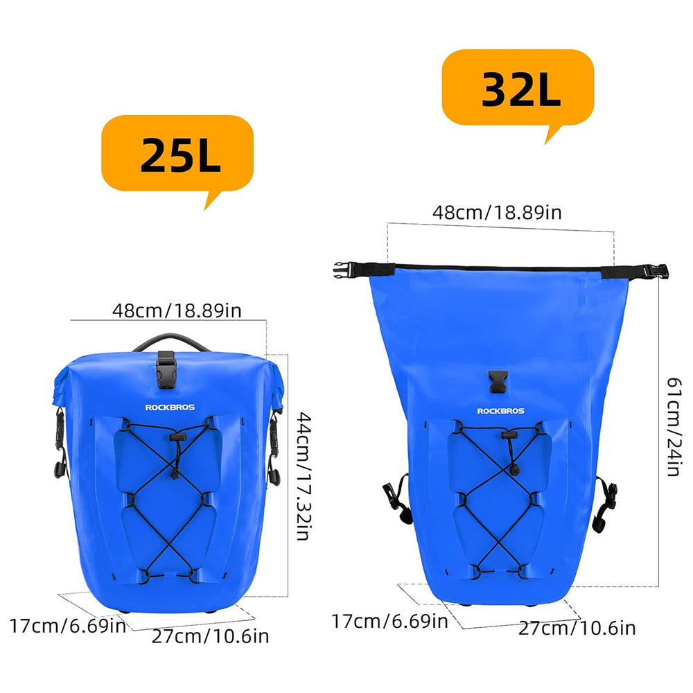 Rockbros 30140022004 Waterproof Bicycle Bag 25-32L - Blue