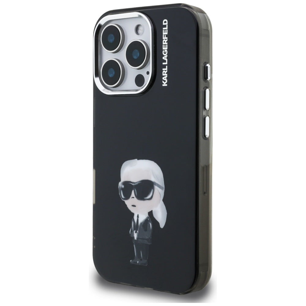 Karl Lagerfeld IML Aquarelle Karl &amp; Logo MagSafe Case for iPhone 16 Pro Max - Black