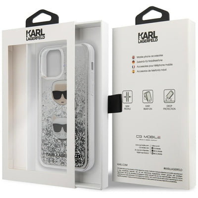 Karl Lagerfeld KLHCP12SKCGLSL iPhone 12 mini 5,4" srebrny/silver hardcase Liquid Glitter Karl&Choupette