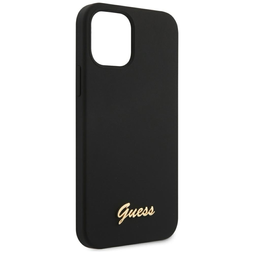 Guess GUHCP12SLSLMGBK iPhone 12 mini 5.4" black/black hardcase Silicone Script Gold Logo