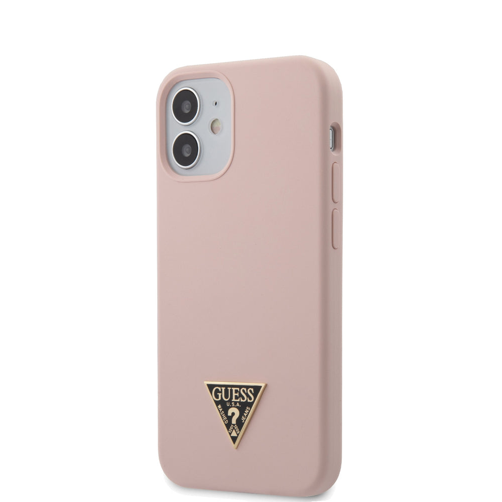 Guess GUHCP12SLSTMLP iPhone 12 mini 5.4" light pink/light pink hardcase Silicone Triangle Logo