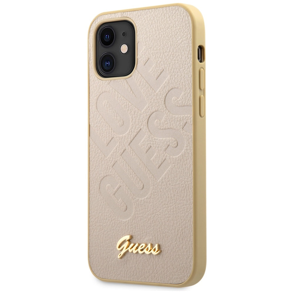 Guess GUHCP12SPUILGLG iPhone 12 mini 5.4" gold/gold hardcase Iridescent Love Script Gold Logo