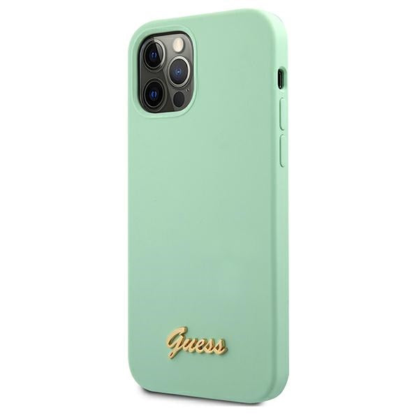 Guess Metal Logo Script Case for iPhone 12 Pro Max 6.7" - Green
