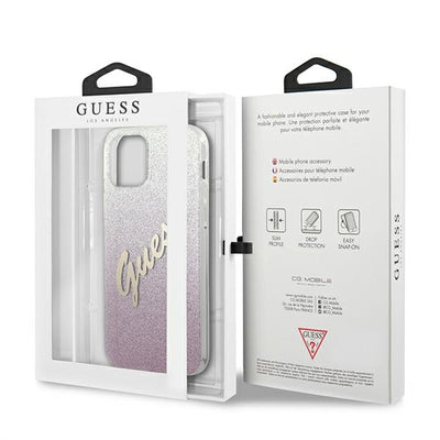 Guess GUHCP12MPCUGLSPI iPhone 12/12 Pro 6.1" pink/pink hardcase Glitter Gradient Script