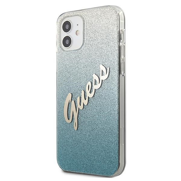 Guess GUHCP12SPCUGLSBL iPhone 12 mini 5.4" blue/blue hardcase Glitter Gradient Script