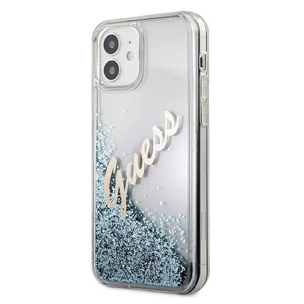 Guess GUHCP12SGLVSBL iPhone 12 mini 5.4" blue/blue hardcase Glitter Vintage Script