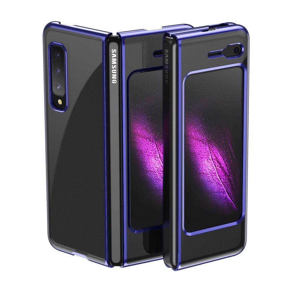 Dengimo dėklas, kietas dėklas, galvanizavimo rėmelis, mėlynas, skirtas „Samsung Galaxy Fold“. 