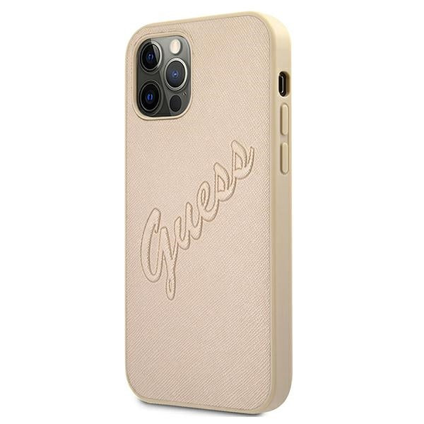 Guess GUHCP12MRSAVSLG iPhone 12/12 Pro 6.1" gold/gold hardcase Saffiano Vintage Script