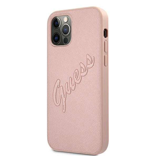 Guess GUHCP12MRSAVSRG iPhone 12/12 Pro 6.1" pink/pink hardcase Saffiano Vintage Script