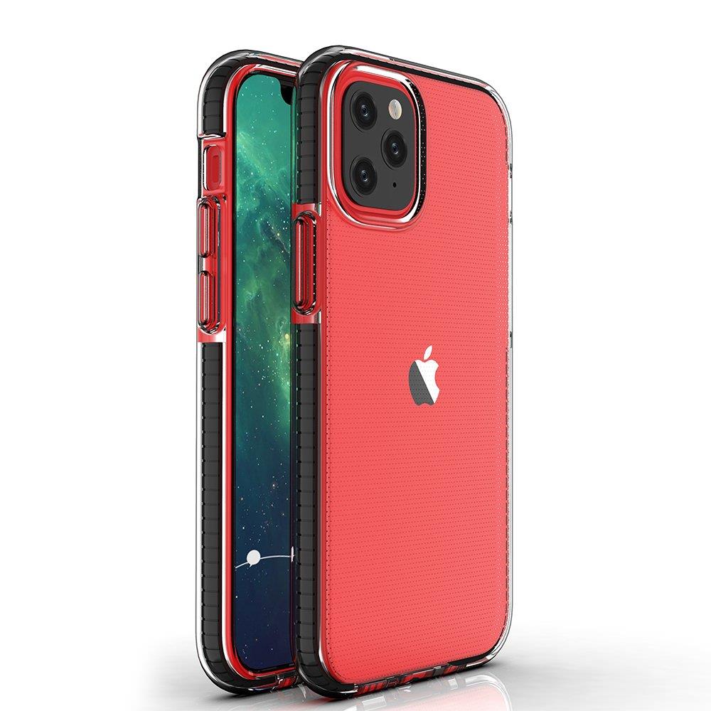 Skaidrus TPU gelio apsauginis dėklas „Spring Case“ su spalvingu rėmeliu, skirtas „iPhone 13 Pro Max“, juodas