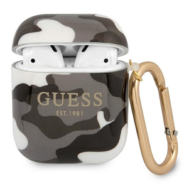 „Guess GUA2UCAMG“ „AirPods“ ausinių dėklas, juodas/juodas, „Camo Collection“