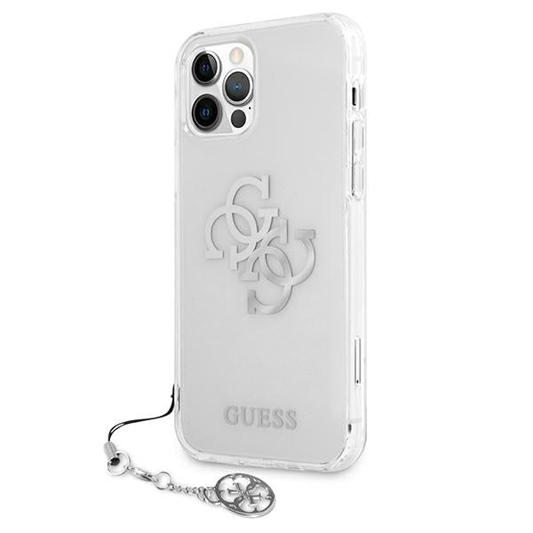 „Guess“ GUHCP12LKS4GSI iPhone 12 Pro Max 6.7" skaidrus kietas dėklas 4G Silver Charms Collection