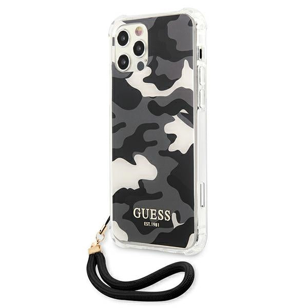 „Guess“ GUHCP12LKSARBK iPhone 12 Pro Max 6.7" juodas/juodas kietas dėklas, „Camo Collection“