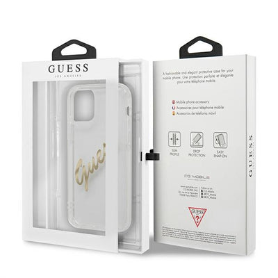 Guess GUHCP12MKTRSVGO iPhone 12/12 Pro 6.1" Transparent hardcase Vintage Script Gold