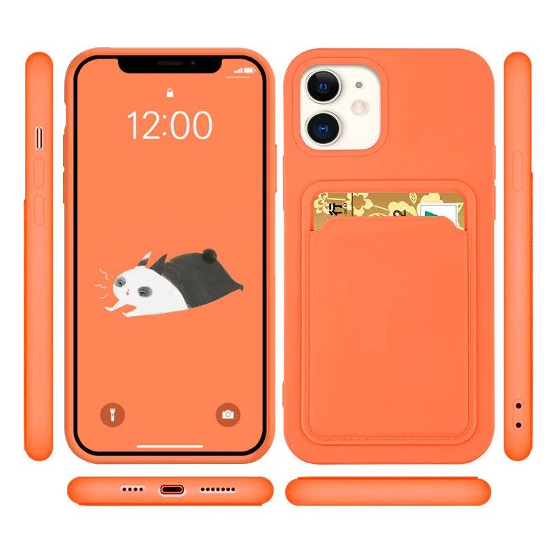 Silikoninis kortelių dėklas su pinigine ir kortelių lizdu, skirtas „iPhone 12 Pro“, oranžinis
