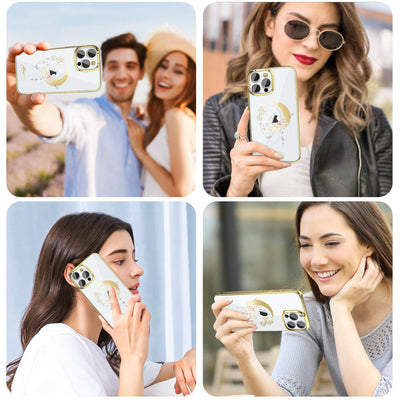 Kingxbar Moon Series luxury case with Swarovski crystals for iPhone 13 Pro gold (Butterfly)